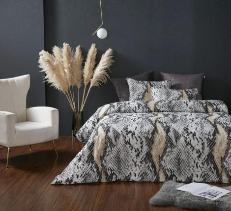Постельное белье с одеялом "Kazanov.A." Питон (графит айвори) Велюр/Egypt Cotton, Евро