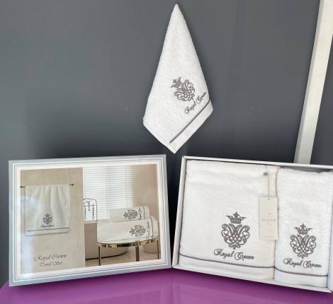 Комплект махровых полотенец  30x50-50x100-85x150 Maison D'or "ROYAL", белый