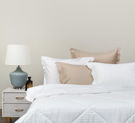 Постельное белье с одеялом "Sofi de Marko" Федерико (белый) Страйп Сатин, Семейный