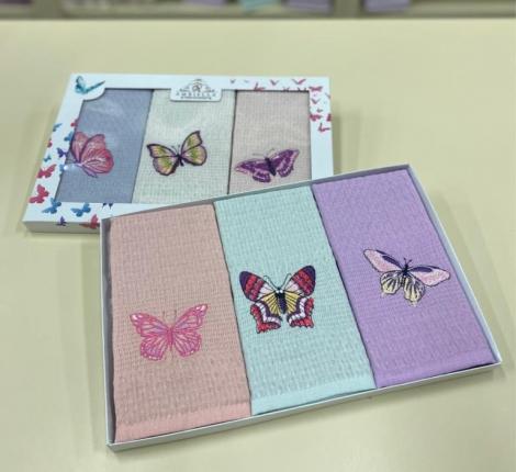 Набор вафельных салфеток "AMBIELLA" БАБОЧКИ, 40х60-3 шт.
