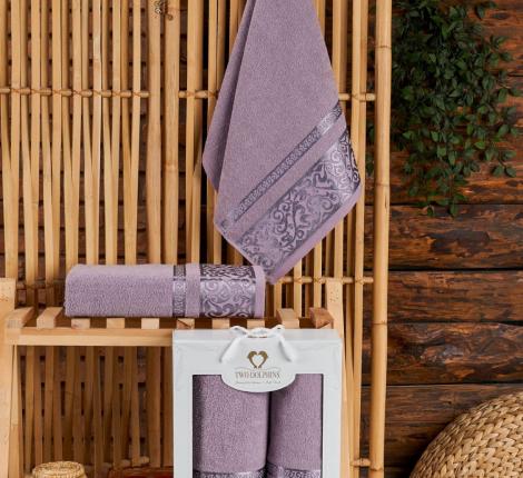 Комплект махровых полотенец "TWO DOLPHINS" (50x90/70х140) 2 шт. KALIMNOS, баклажан