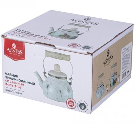 Чайник эмалированный со съёмным фильтром "DANDELION", 1,1 л