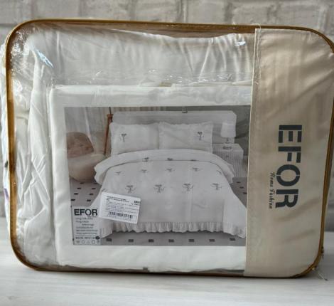 Постельное белье с одеялом EFOR SATEN "Эмилия №2 BEYAZ ", Евро