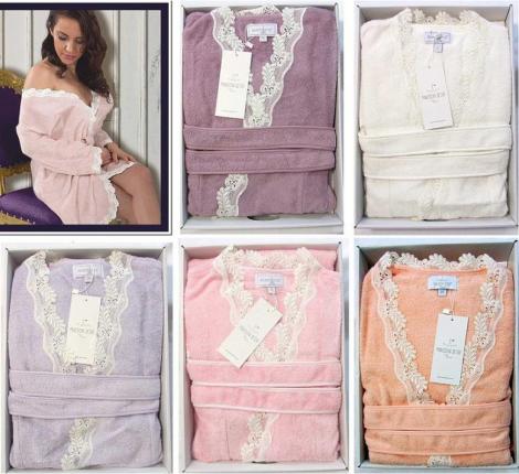 Халат женский махровый Maison D'or "MARVEL" фиолетовый, XL(50)-XXL(52)