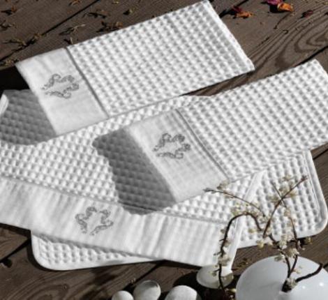 Салфетки вафельные со стразами Maison D'or "BRISE APONE" 40х60-3шт., белый