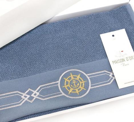 Салфетки махровые с вышивкой Maison D'or &quot;ELEGANZE MARIN&quot; 30х50-4шт., голубой