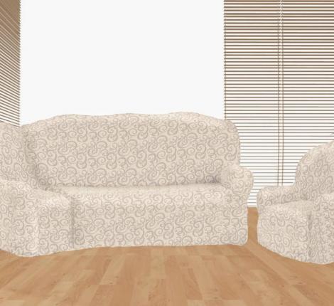 Комплект чехлов на 3-х местный угловой диван и кресло Karteks &quot;Стандарт&quot; KAR 014-02, кремовый