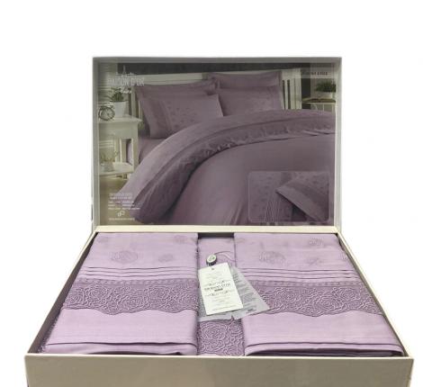 Постельное бельё &quot;Maison D'or ROESIA Сатин с вышивкой евро, фиолетовый