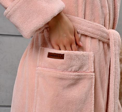 Халат женский трига с капюшоном "AMBIELLA A-1215" персиковый, S/M