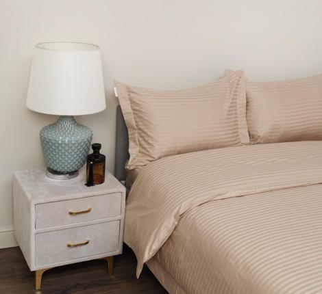 Постельное белье "Sofi de Marko" Моне (карамель) Страйп Сатин, Евро