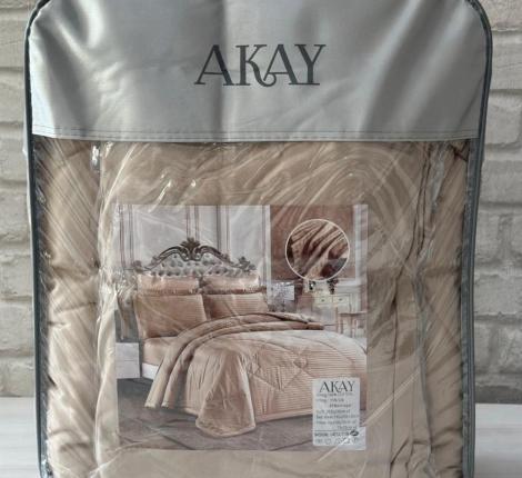 Постельное бельё с одеялом AKAY SATEN (бежевый), Евро