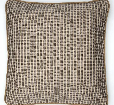 Подушка декоративная "CUBE" 45х45, серо-бежевая клетка (коричневый кант)