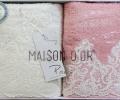 Комплект полотенец с кружевом 50x100*2 Maison D'or &quot;JASMIN&quot;, крем/грязно-розовый