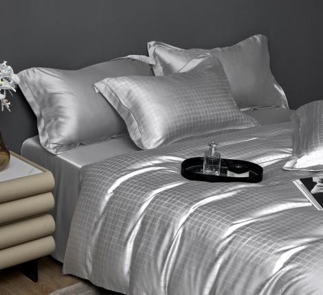 Постельное бельё Primavelle Tencel жаккард "SAJE" серый, Семейный (простыня на резинке)