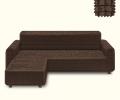 Чехол на угловой диван Karteks &quot;СТРЕЙЧ&quot; с оттоманкой (левый), шоколадный
