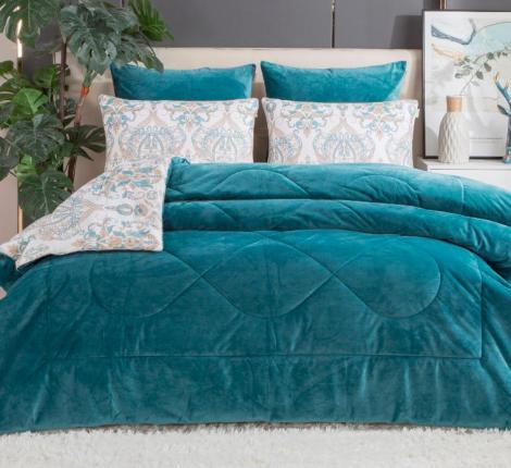 Постельное белье с одеялом "Kazanov.A." Мартин (бежевый изумруд) Велюр/Egypt Cotton, Евро