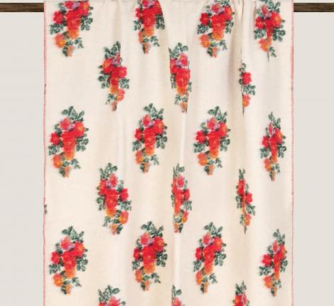 Плед шерстяной Frati "MARY FLOWER" WHITE, 150x200 шерсть 55% полиэстер 45%, 1070г