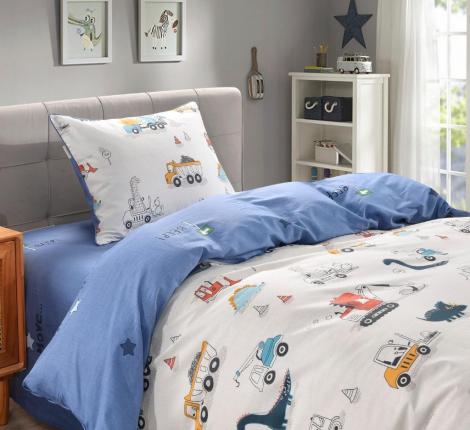 Постельное белье детское "Sofi de Marko" Диноленд (белый) Сатин, 1,5 спальный
