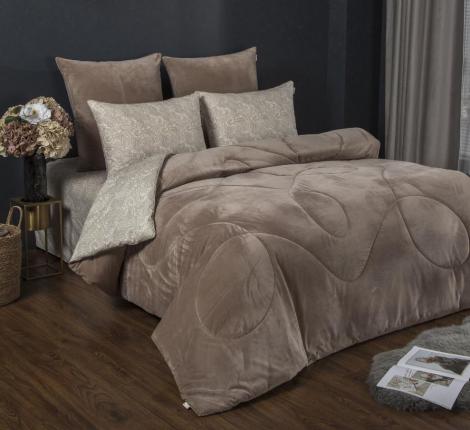 Постельное белье с одеялом "Kazanov.A." Рошель (бежевый жемчуг) Велюр/Egypt Cotton, Евро