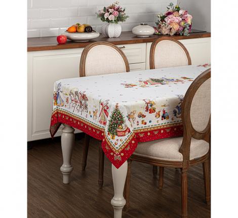 Скатерть с пропиткой SANTALINO "С НОВЫМ ГОДОМ" 140х180 см, красный