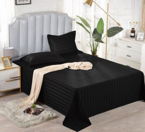 Простынь страйп-сатин черный PRST-54, 160x220
