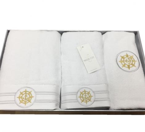 Комплект полотенец 50x100-85x150 с ковриком 50х80 Maison D'or "ELEGANCE" белый