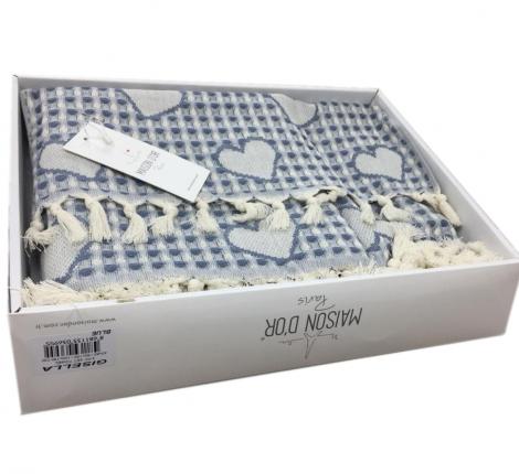 Комплект вафельных полотенец с  40x60-50x100-100x150 Maison D'or &quot;GISELLA&quot;, синий