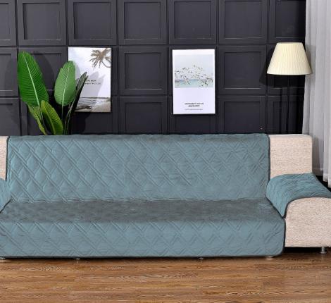 Покрывало 180х210см на диван с подлокотниками Косичка, голубое