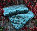 Дорожный плед-пончо пуховый "Travel Cape Plaid Grass" AQUA, 130х170