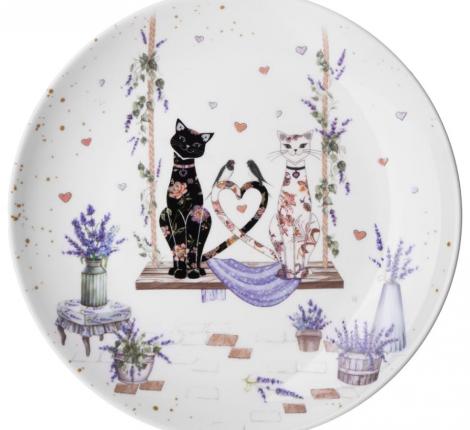 Набор посуды обеденный "ЛАВАНДОВЫЕ КОТЫ" на 4 персоны, 16 предметов