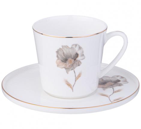 Кофейный набор "INSPIRATION" ЗОЛОТОЙ ЦВЕТОК на 6 персон, 12 предметов (220 мл)