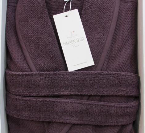 Халат мужской махровый Maison D'or "QUATTRO" баклажан, 3XL(54)/4XL(56