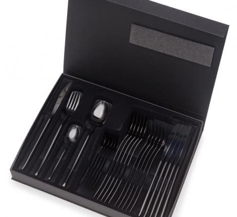 Набор столовых приборов "HERDMAR" STICK BLACK 26 на 6 персон, 24 предмета