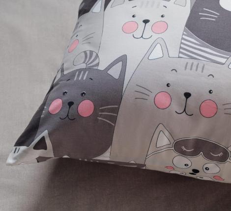 Постельное белье "Siberia" Котята (серый) Ранфорс, 1,5 спальный