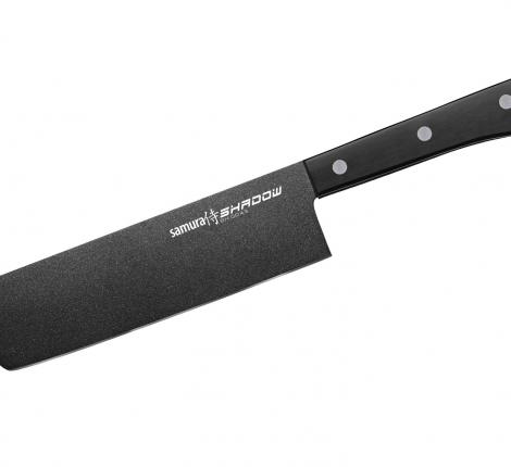 Нож кухонный &quot;Samura SHADOW&quot; Накири с покрытием Black-coating 170 мм, ABS пластик