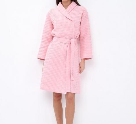 Халат женский из крупной вафли "QUALITY" розовый, 2XL