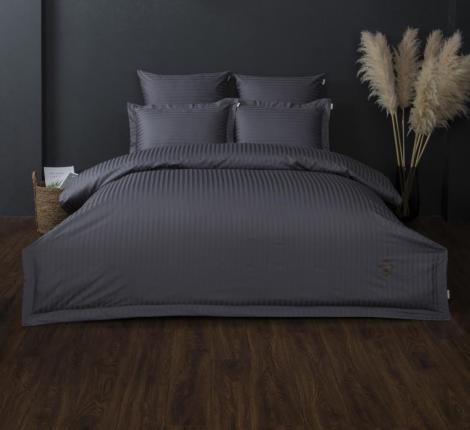 Постельное белье "Kazanov.A." Stripe Royal (графит) Страйп Сатин, Евро