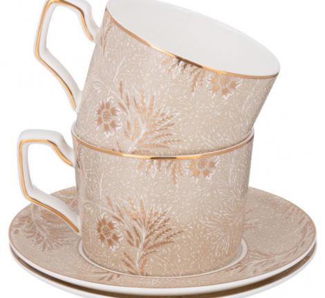 Чайный набор "ЗОЛОТЫЕ УЗОРЫ" на 6 персон, 12 предметов (280 мл)
