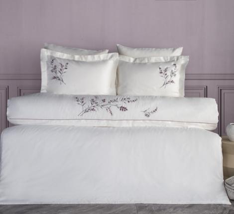 Постельное бельё "DANTELA VITA" сатин с вышивкой SEMENTA (баклажан), Евро