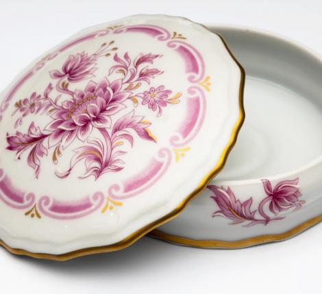 Шкатулка круглая VALERIE4 "ANEMONE" диаметр 11 см , лиможский фарфор