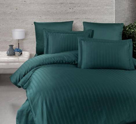 Постельное бельё "DO&CO" Сатин DELUX STRIPE, Евро (зелёный)