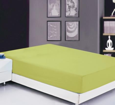 Простынь сатин на резинке салатовая (PRC-R-13), 90x200