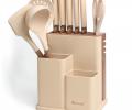 Набор кухонных ножей (5 шт.) и приборов "AGNESS", 11 предметов (бежевый)