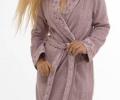 Халат женский махровый с кружевом Maison D'or "LAURETTE" (персиковый), XXXL(54)-XXXXL(56)