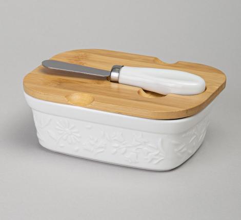 Маслёнка с ножом "FLOWERS STORY", 15*11*6 см