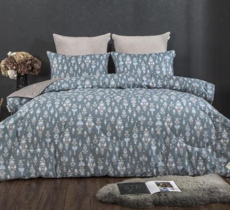 Постельное белье с одеялом "Kazanov.A." Сальваторе (деним жемчуг) Велюр/Egypt Cotton, Евро