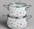 Набор эмалированных кастрюль с крышкой "ДВОРЦОВЫЙ ПАРК", на 4 предмета