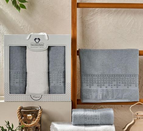 Комплект махровых полотенец "TWO DOLPHINS" (50x90/70х140) 2 шт. KASMIR, светло серый