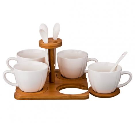 Чайный набор на деревянной подставке и с ложками &quot;Lefard&quot; 587-100 на 4 персоны, 12 предметов