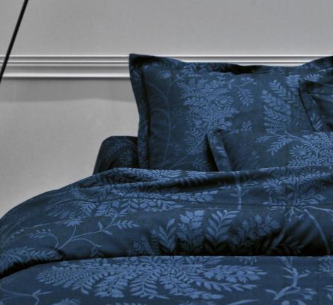 Постельное бельё "Blanc des Vosges" PALMYRE BLEU NUIT (синий) сатин-жаккард, Евро